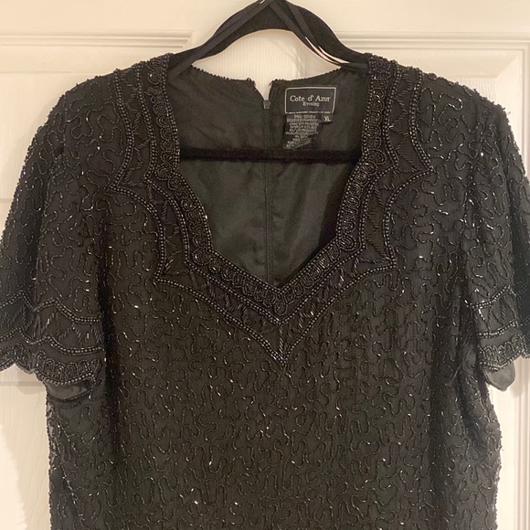 Black beaded evening top - Picture 2 of 2